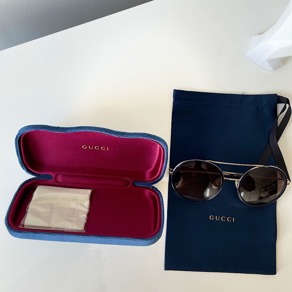 100% Authentic Gucci round-metal sunglasses